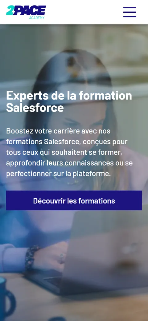 2PACE Academy, le site sur mobile