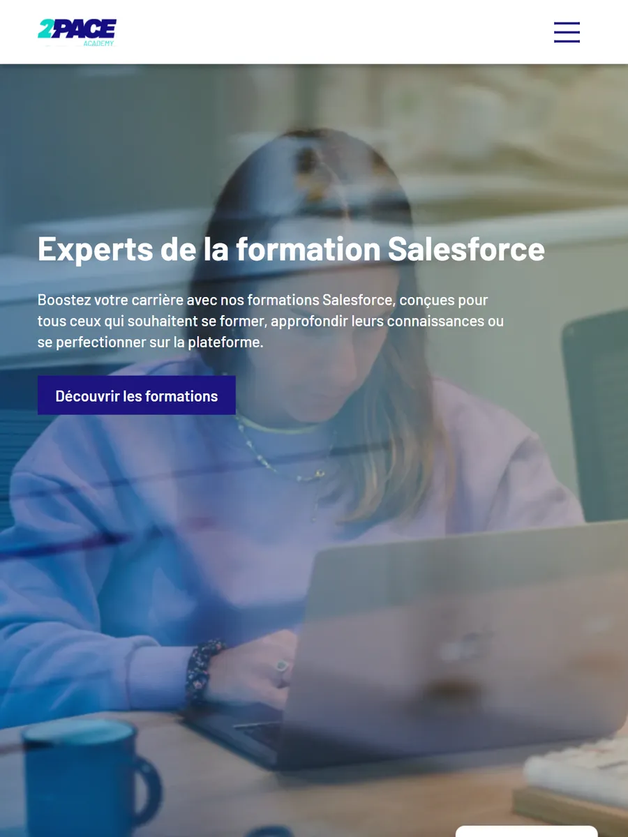 2PACE Academy, le site sur tablette
