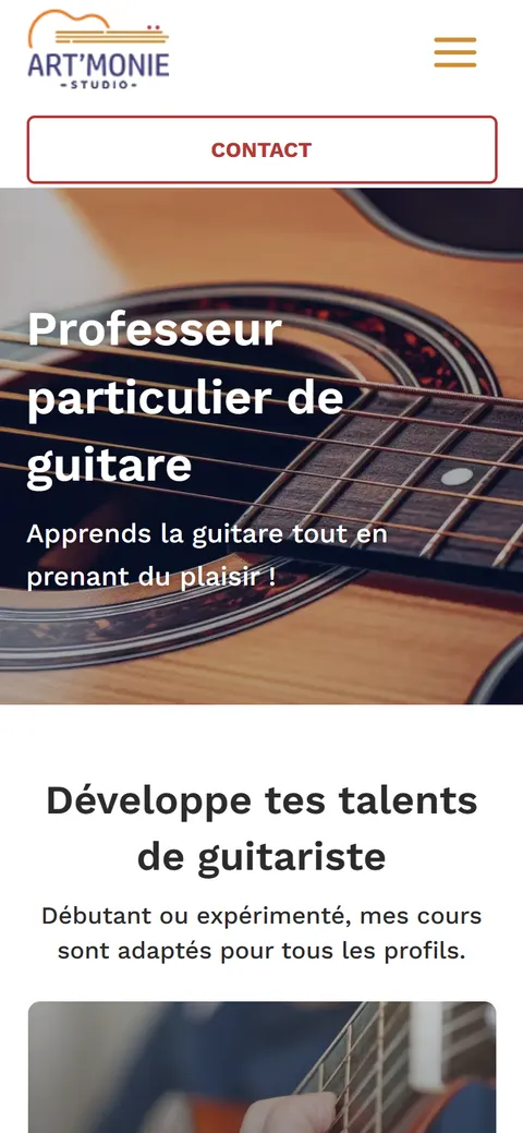 Art’Monie Studio, le site sur mobile