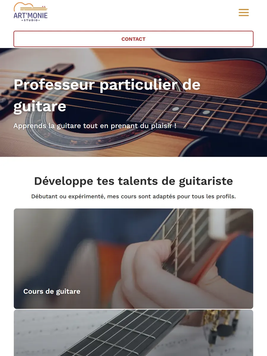 Art’Monie Studio, le site sur tablette