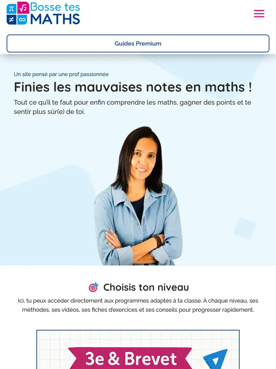 Bosse tes maths, le site sur tablette