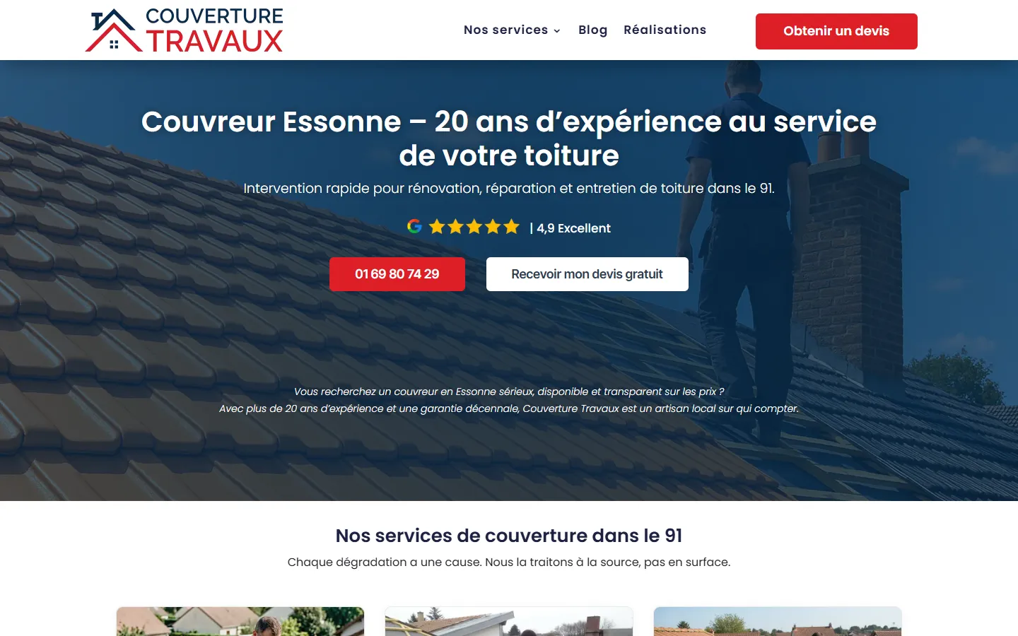 Couverture Travaux, le site sur ordinateur