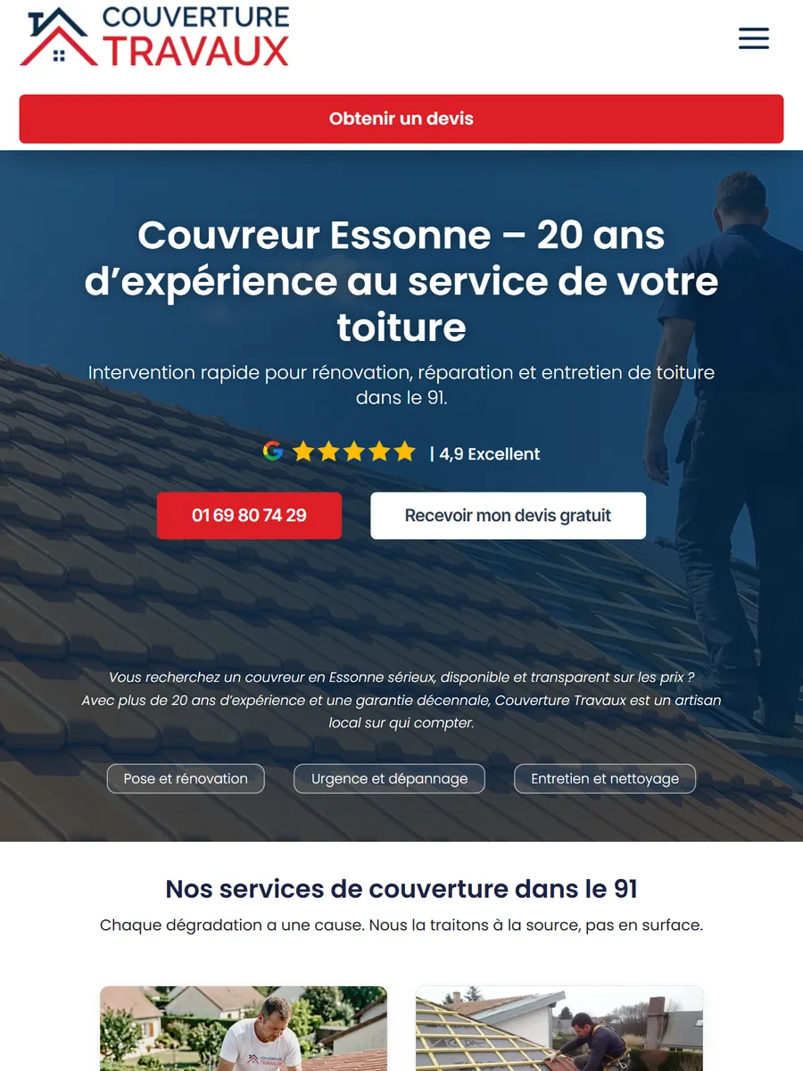Couverture Travaux, le site sur tablette