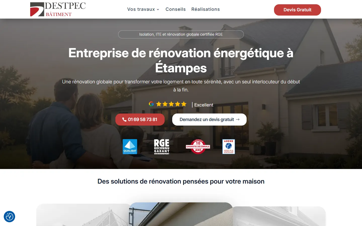 DESTPEC Bâtiment, le site sur ordinateur