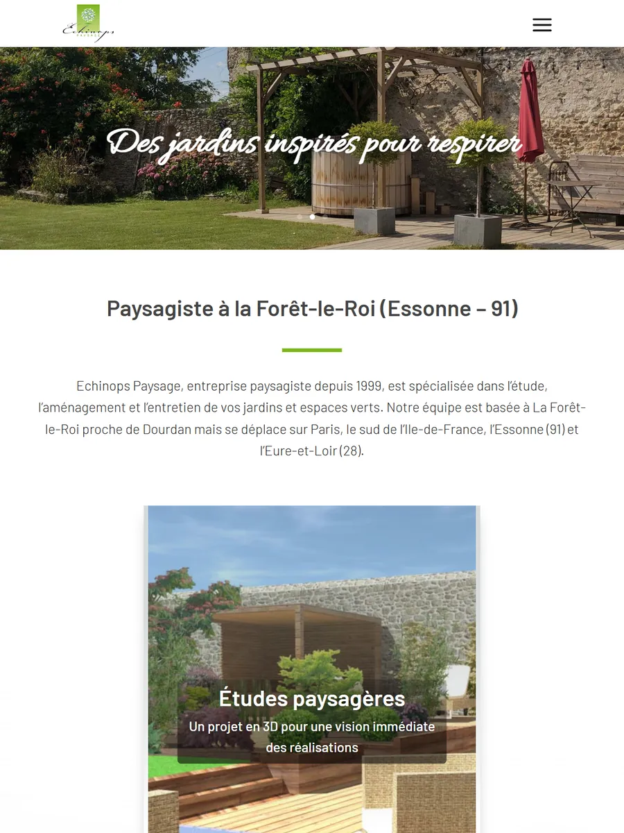 Echinops Paysage, le site sur tablette