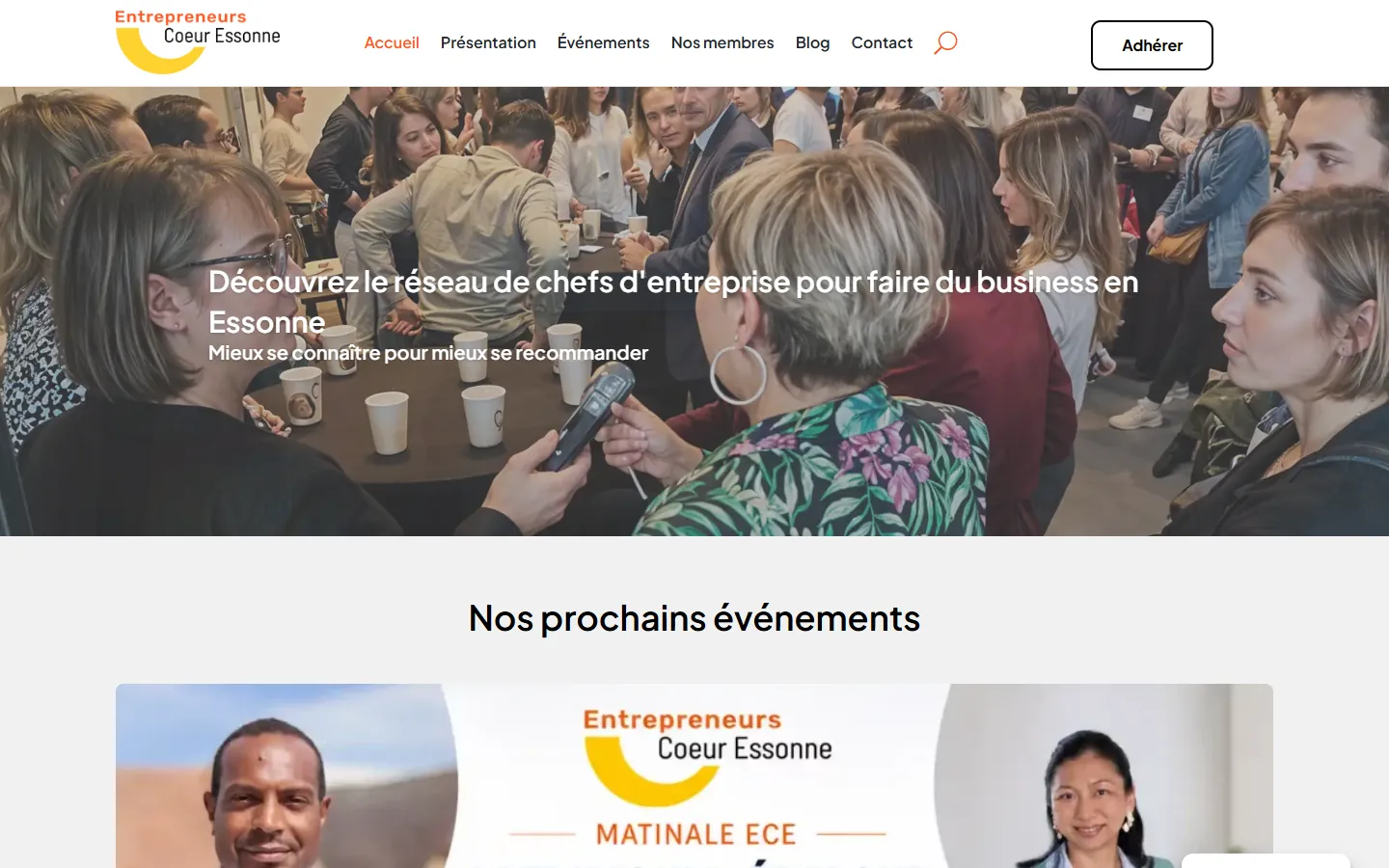 Entrepreneurs Cœur Essonne, le site sur ordinateur