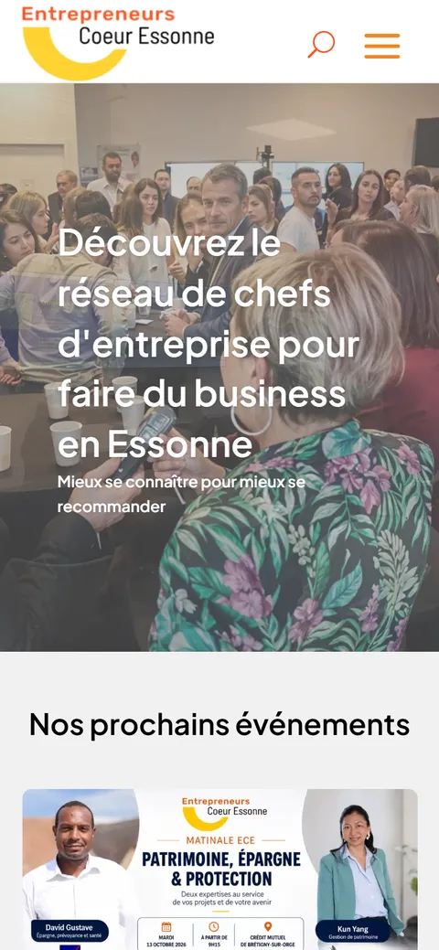 Entrepreneurs Cœur Essonne, le site sur mobile