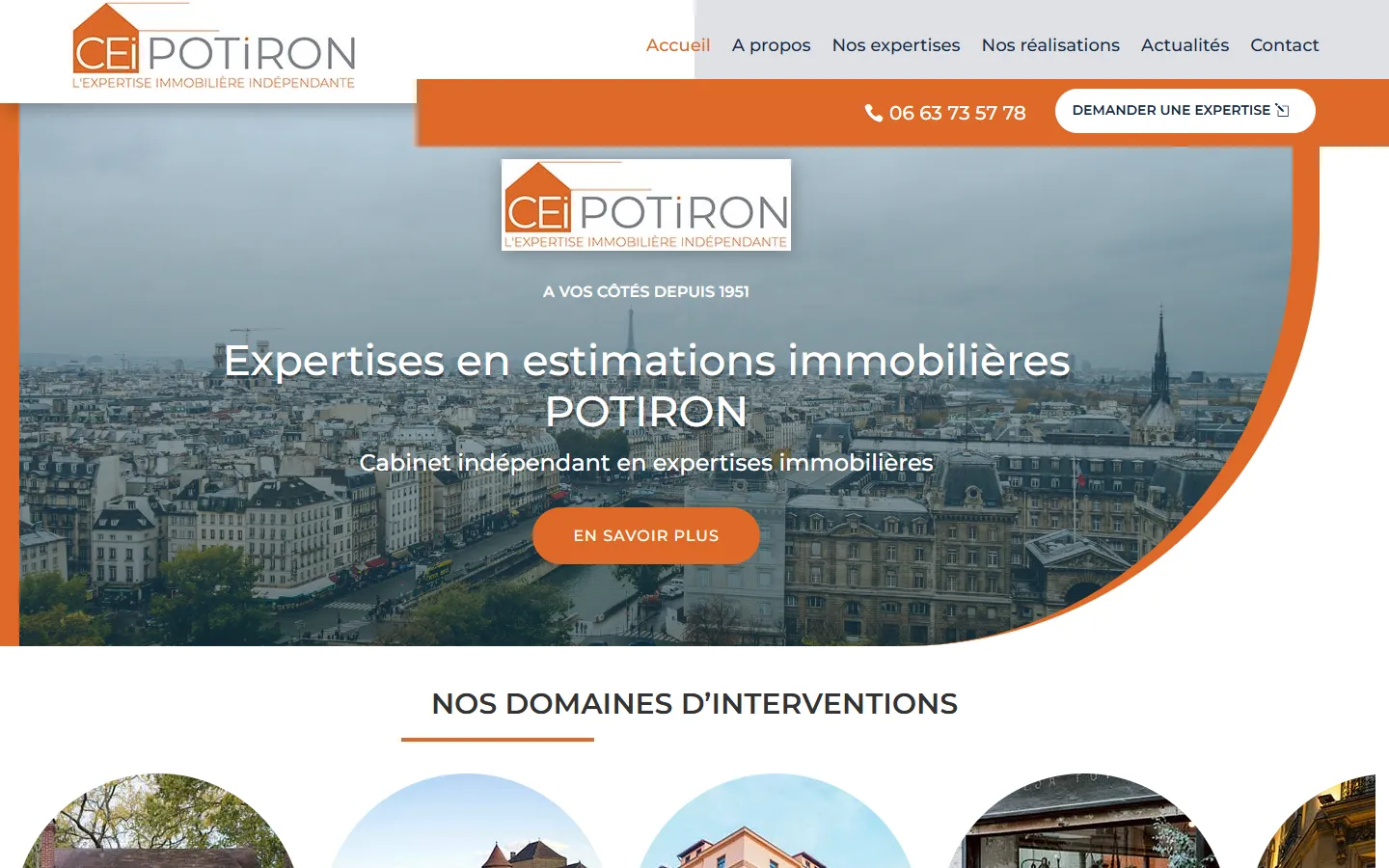 Cabinet POTIRON, le site sur ordinateur