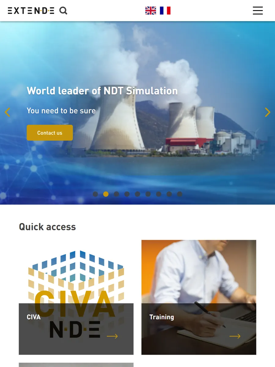 EXTENDE, le site sur tablette