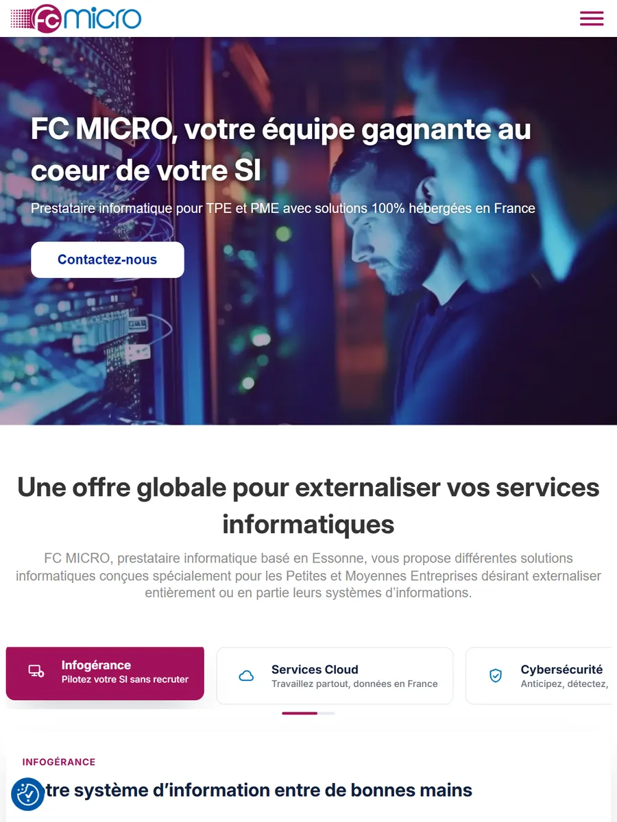 FC MICRO, le site sur tablette