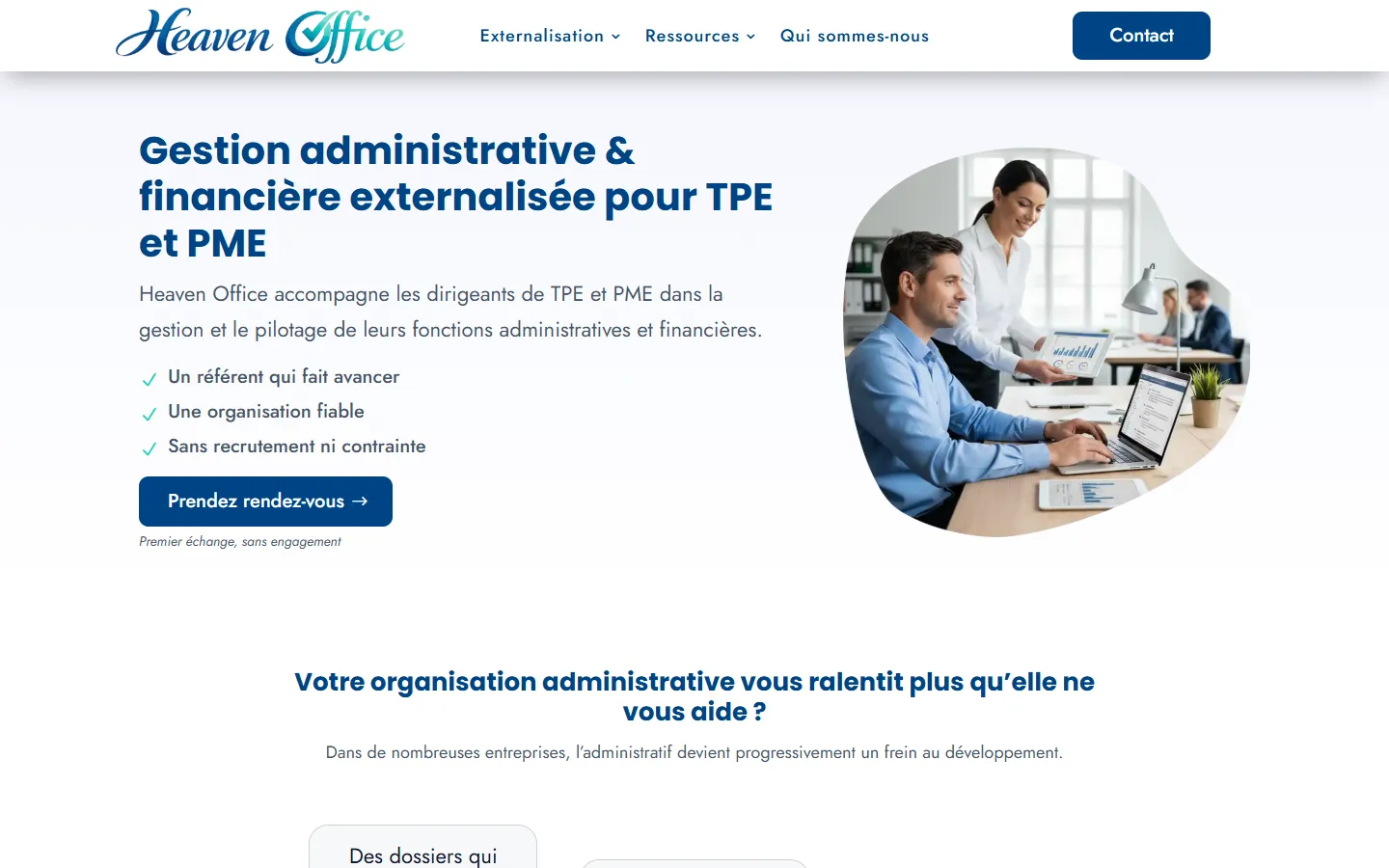 Heaven Office, le site sur ordinateur