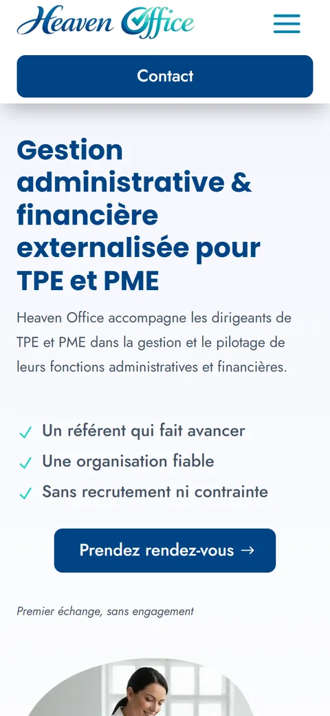 Heaven Office, le site sur mobile