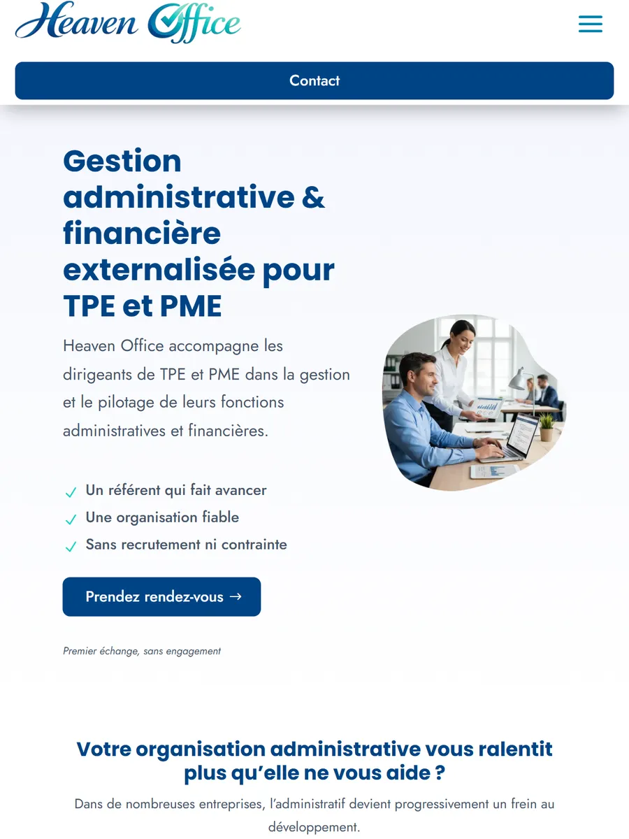 Heaven Office, le site sur tablette