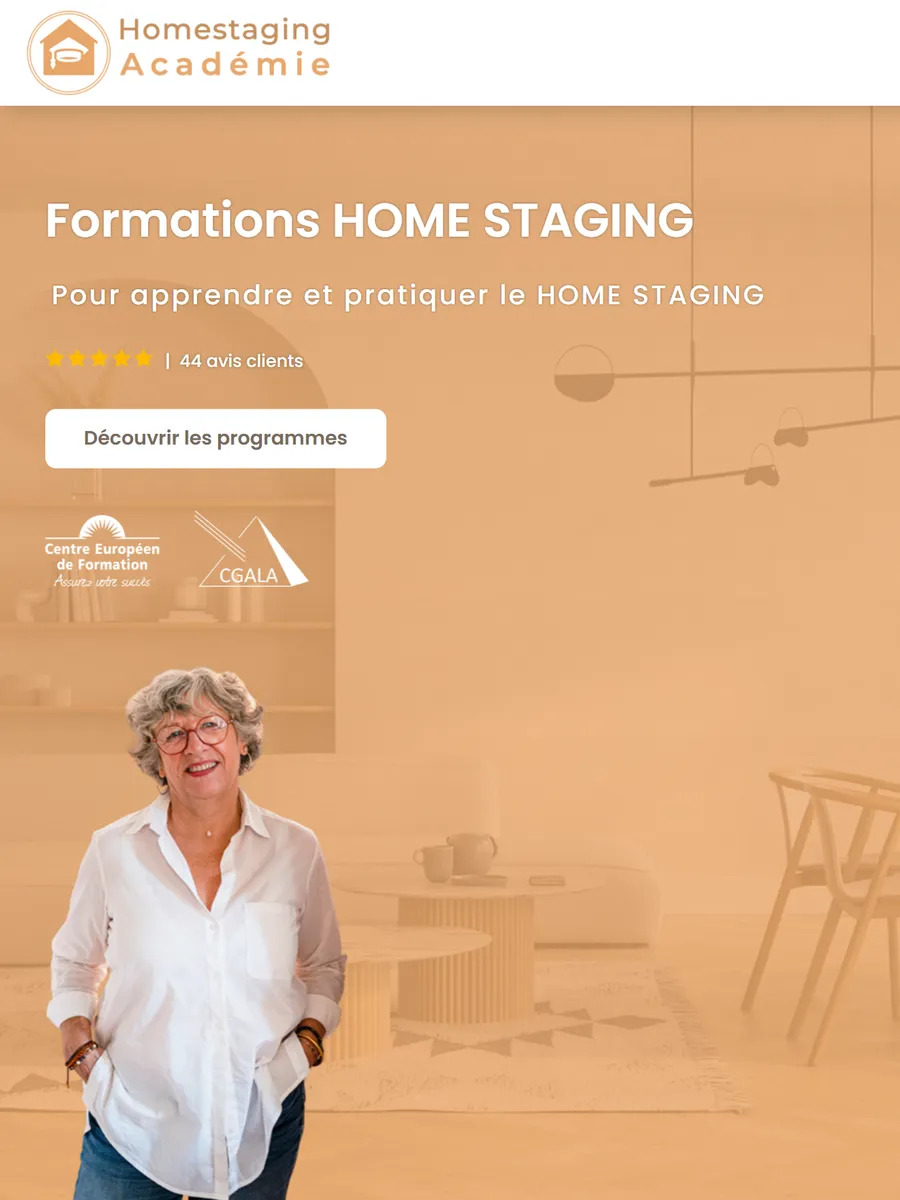 HomeStaging Académie, le site sur tablette