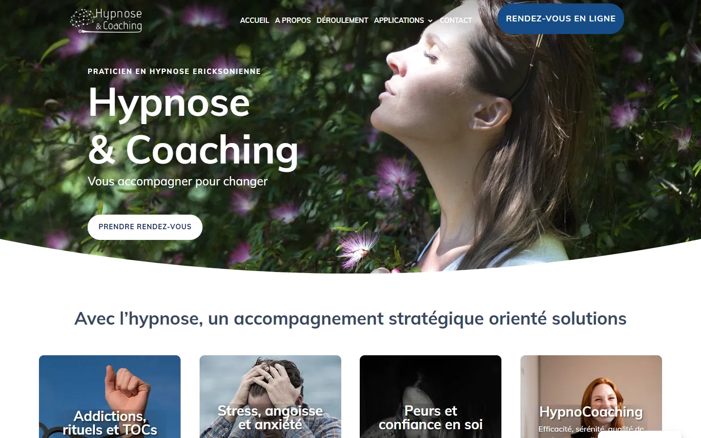 Hypnose et Coaching, le site sur ordinateur