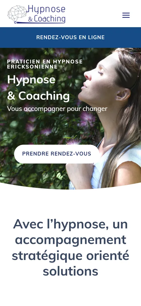 Hypnose et Coaching, le site sur mobile