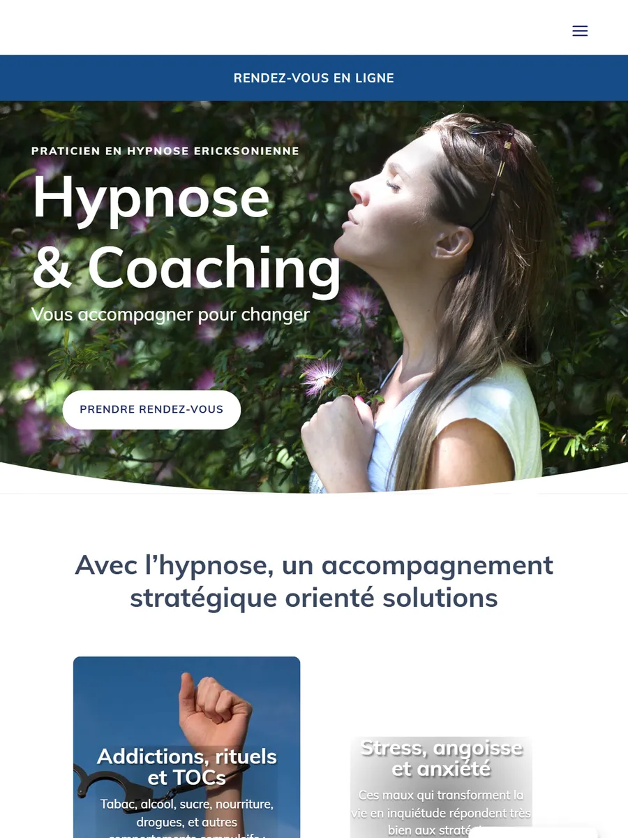 Hypnose et Coaching, le site sur tablette