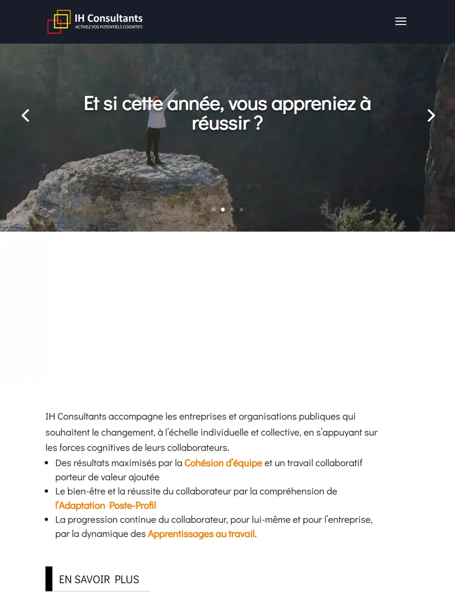 IH Consultants, le site sur tablette