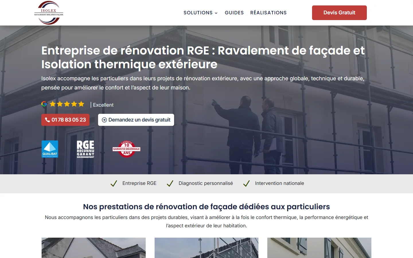 Isolex, le site sur ordinateur