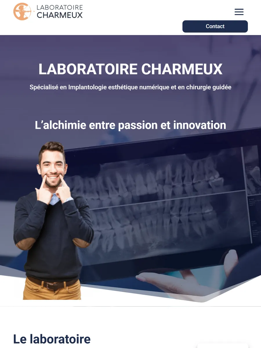 Laboratoire Charmeux, le site sur tablette