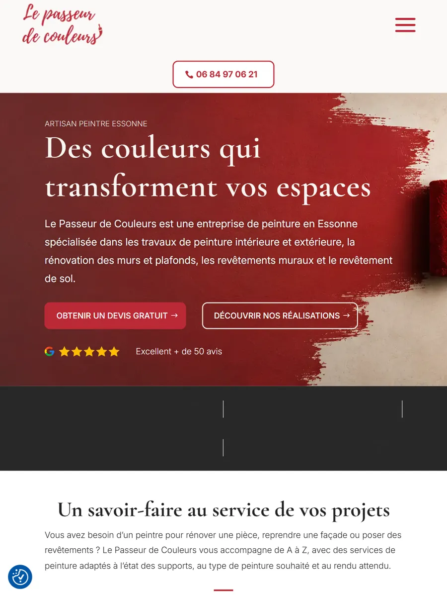 Le Passeur de Couleurs, le site sur tablette