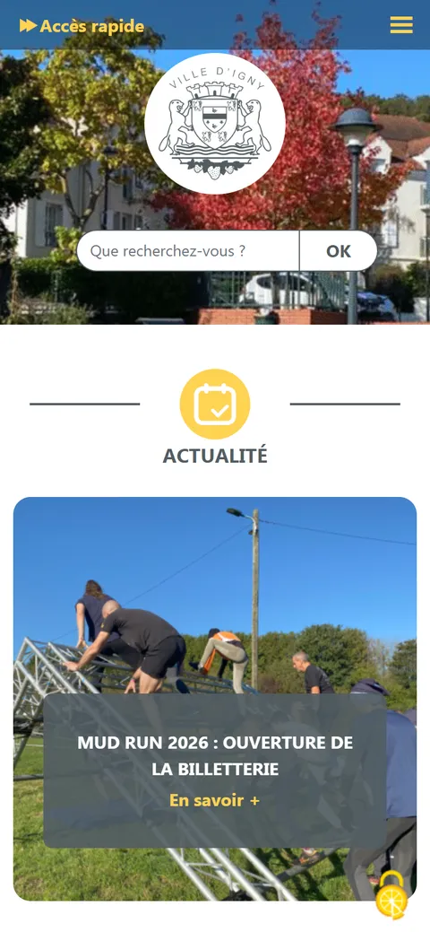 Mairie d’Igny, le site sur mobile