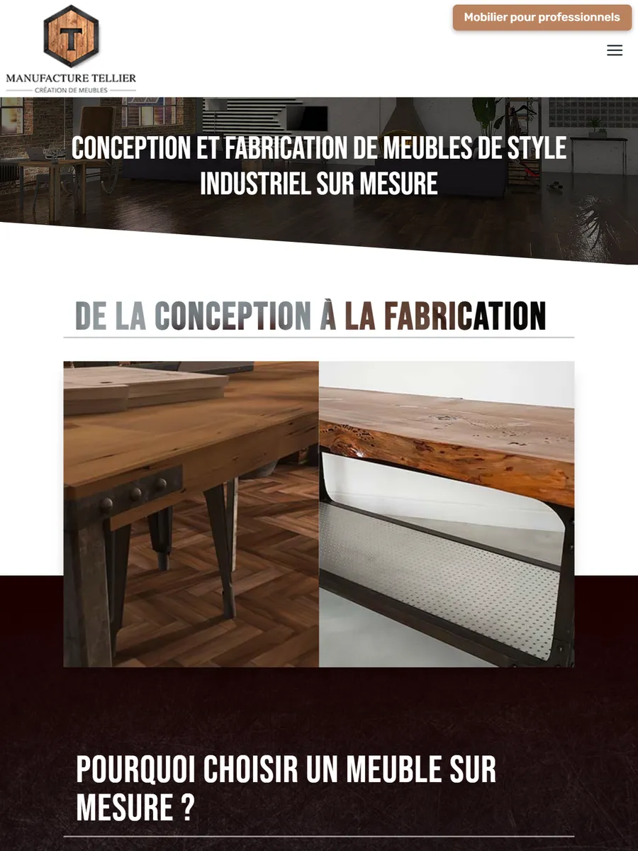 Manufacture Tellier, le site sur tablette