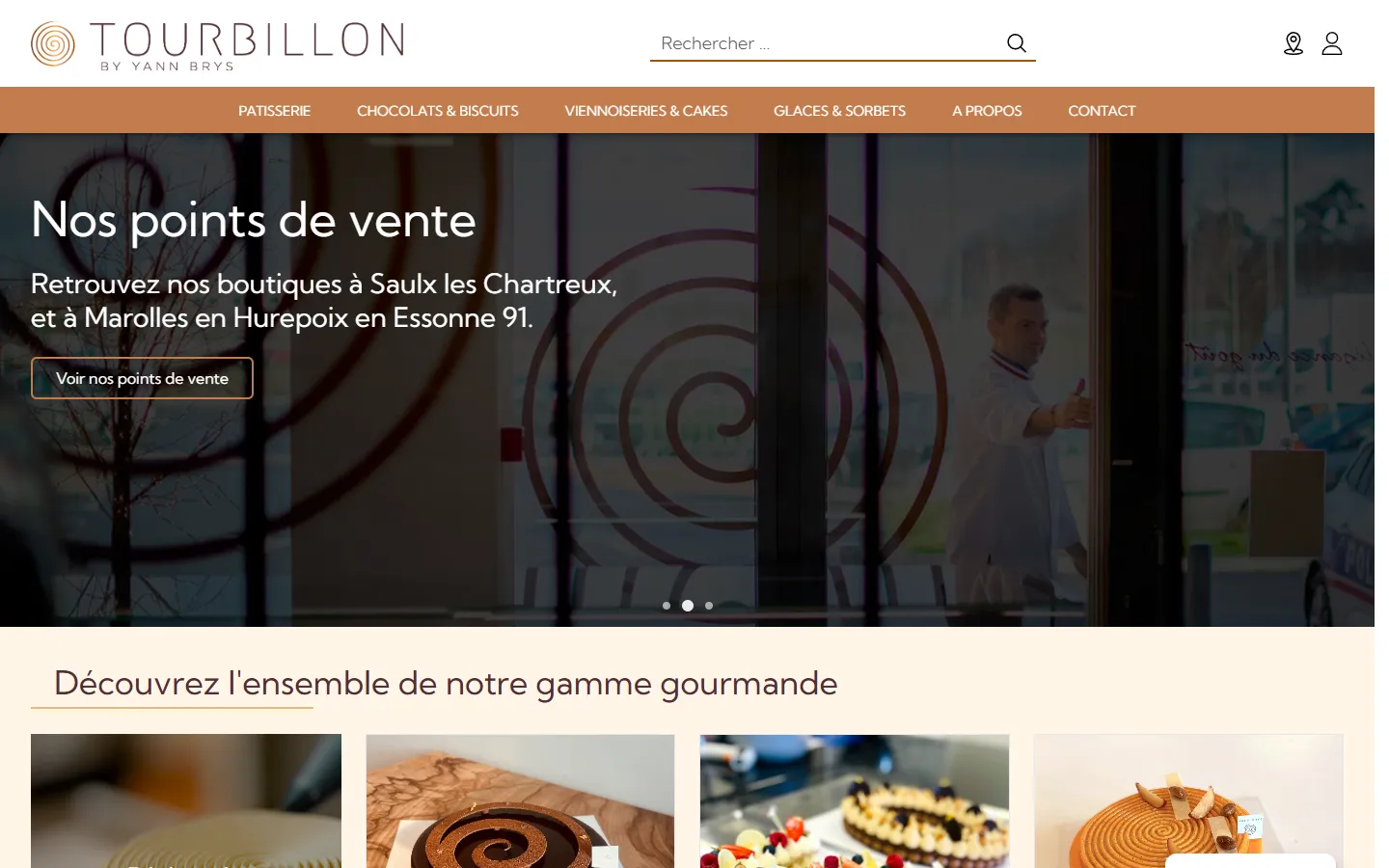 Pâtisserie Tourbillon, le site sur ordinateur