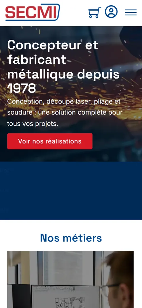 SECMI, le site sur mobile