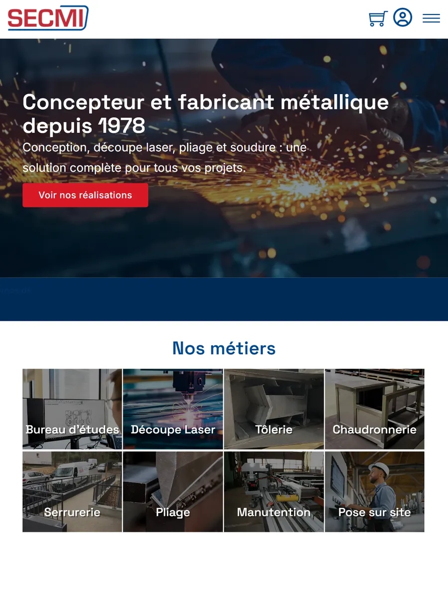 SECMI, le site sur tablette