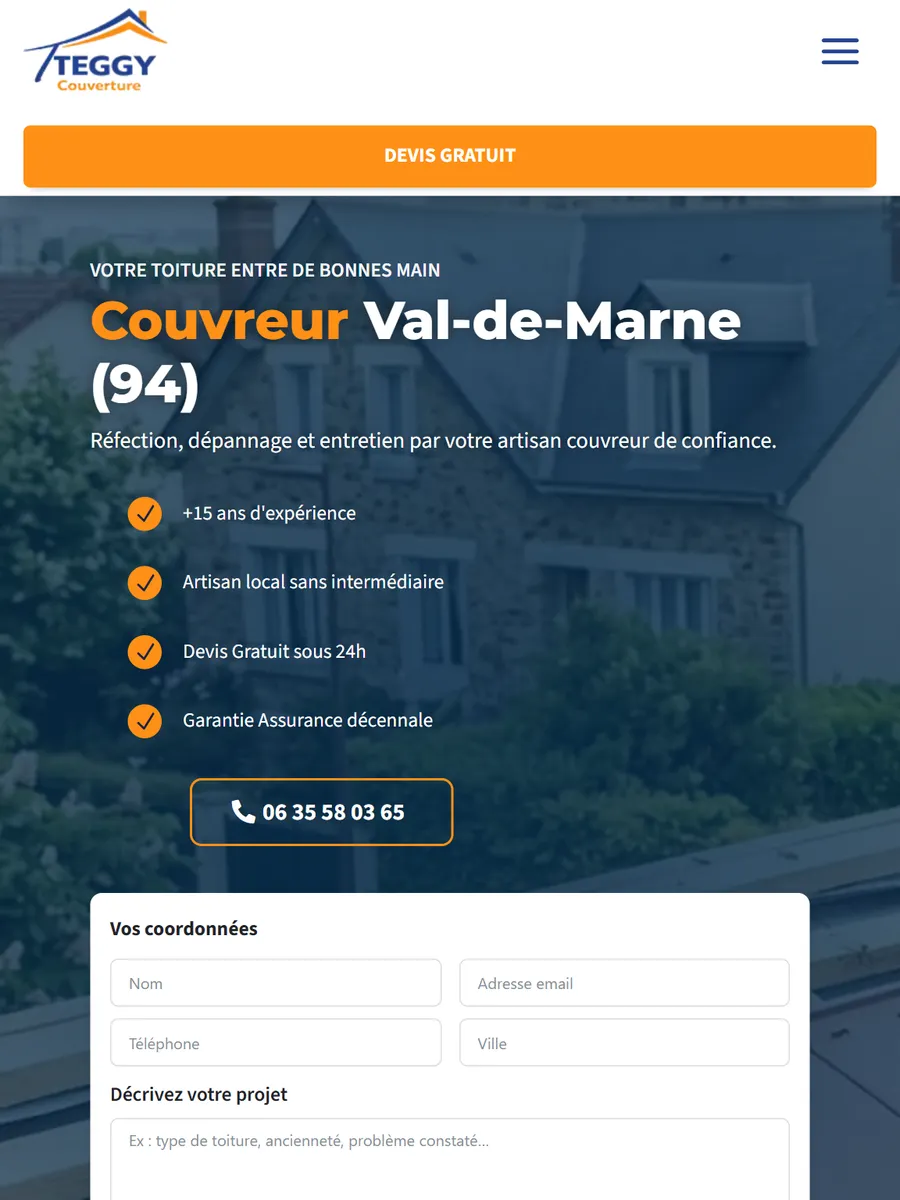 Teggy Couverture, le site sur tablette