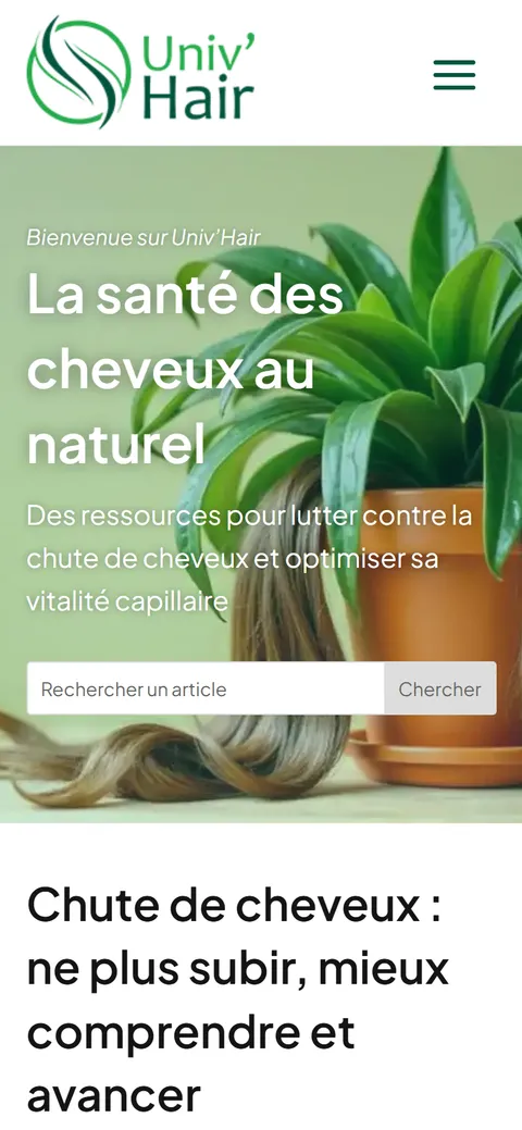 Univ’Hair, le site sur mobile
