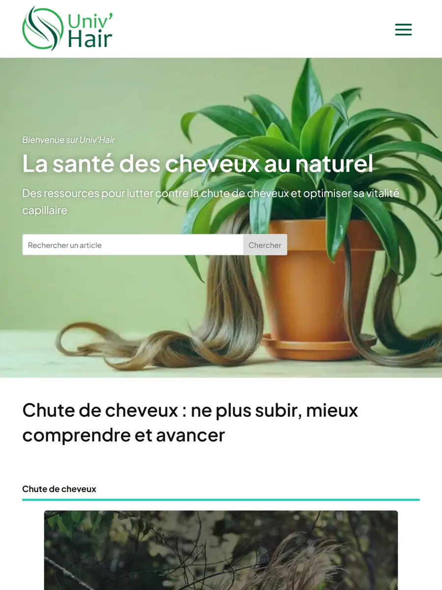 Univ’Hair, le site sur tablette