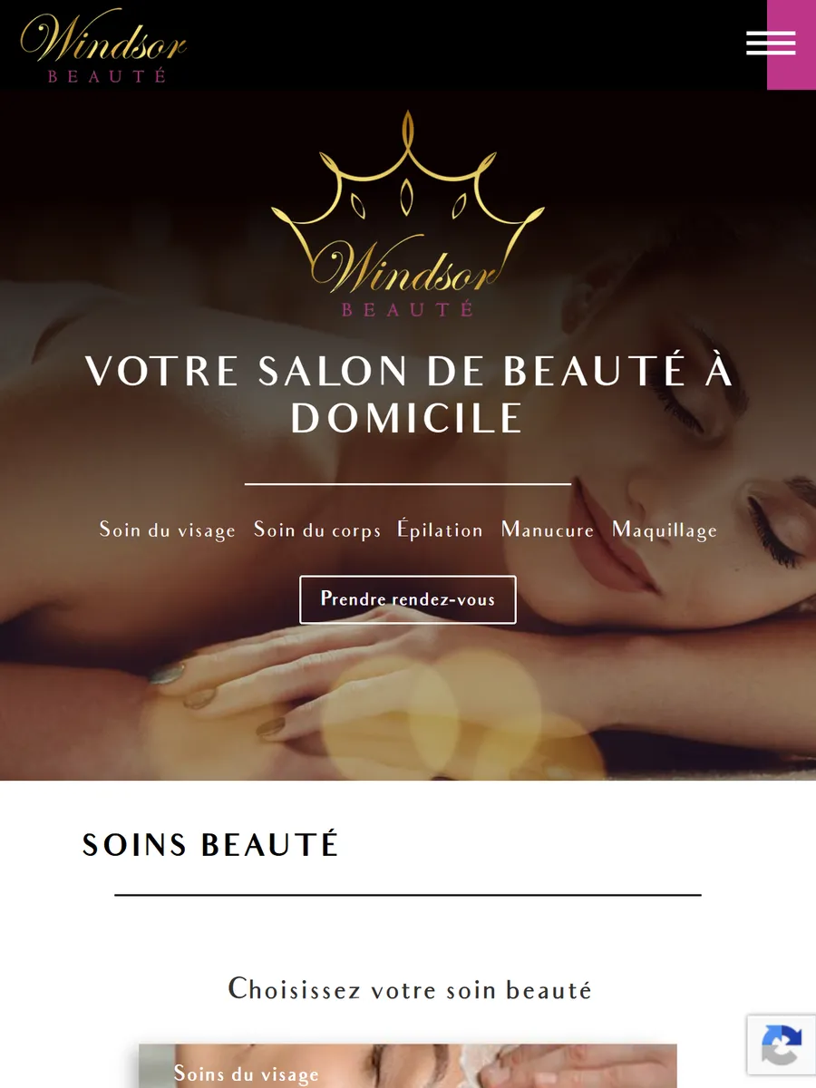 Windsor Beauté, le site sur tablette